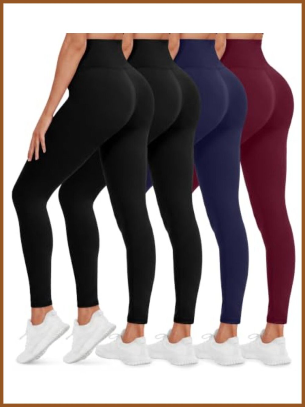 High Waisted Tummy Control Leggings 4 Pack Stretch Yoga Pants